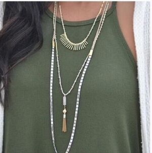 Stella & Dot Riad Gold and Silver Multi-Layer Necklace
